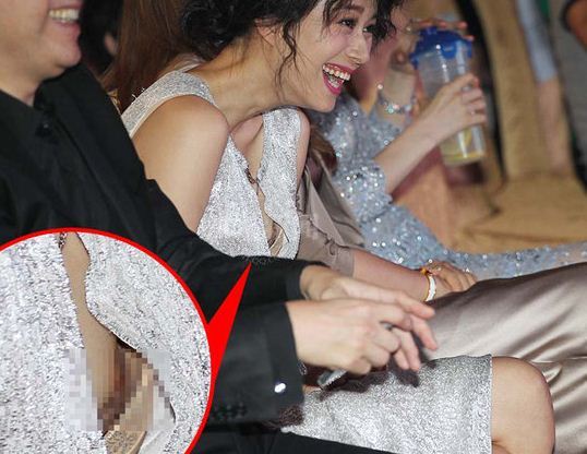 倪虹洁与范冰冰同台 胸前数失守浑然不知