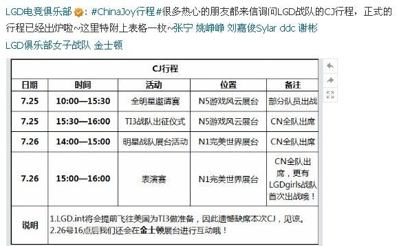 ChinaJoy2013 各大电子竞技豪门行程表出炉