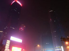 南京市区新街口部分大楼熄灯前后