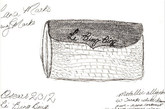 第84届奥斯卡红毯，李冰冰携有“奥斯卡红毯幸运符”美誉的LANA MARKS埃及艳后包闪爆红毯。图为LANA MARKS品牌设计师Lana J.Marks 女士的设计手稿，它就是冰冰红毯天价手包的雏形哦！