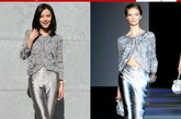 高圆圆助阵米兰Giorgio Armani品牌秀， 透视银装优雅迷人笑容灿烂。

