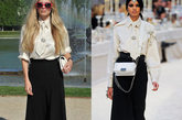 Laura Bailey 身着Chanel 2012早秋“巴黎-孟买”系列衬衫和黑白拼色半裙。