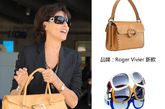 伊娜·德拉弗拉桑热(Ines de la Fressange)手挽罗杰·维威耶(Roger Vivier)2012春夏“Metro pour-tout”系列皮包，搭配经典“Belle Vivier”系列太阳镜亮相戛纳电影节。
