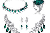 萧邦拥抱钻石 善于设计钻石的萧邦，总能极尽奢华却又格调高雅，看看17粒大颗粒祖母绿与一系列梨形、方形、三角形钻石的搭配，璀璨耀眼。