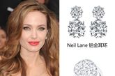 安吉丽娜-朱莉（Angelina Jolie）佩戴了Neil Lane的铂金镶钻首饰，包括铂金耳环和指环。
Angelina Jolie（安吉丽娜·朱莉）与珠宝设计师 Robert Procop（罗伯特·普洛柯普）合作设计了以自己名字命名的“Style of Jolie”系列。该系列珠宝自诞生以来向来低调，Robert Procop决定高调展示该系列珠宝，我们才有机会更多的了解这一系列朱莉风格的奢华珠宝。