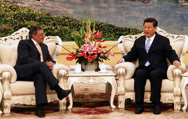 9月19日上午，中国国家副主席、中央军委副主席习近平，在北京人民大会堂会见来访的美国国防部长帕内塔。中新社 宋吉河 摄…