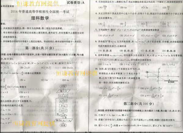 2014高考陕西理科数学真题
