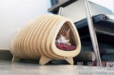 在小屋里小憩的宠物猫。