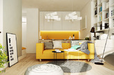 参考这间由波兰设计公司Kaeel.Group Architekci 推出的公寓吧，仔细看看屋子中不断使用白、黑、木质色这些百搭保守色在不同家具上，唯一亮点就是沙发与厨房墙壁的黄，这个黄色让视觉有了焦点，原本冷淡铁件家具也跟着颜色温暖起来。

小面积空间中尽量避免同样大小、四平八稳家具，像是以黑色单人椅取代成套沙发，或是利用大小、颜色不一的轻巧边桌代替木质茶几，这些小秘诀都可以去除摆设上厚重感，灵巧机能也可以在必要时让出动线，让家保有多样变化。（实习编辑：周芝）