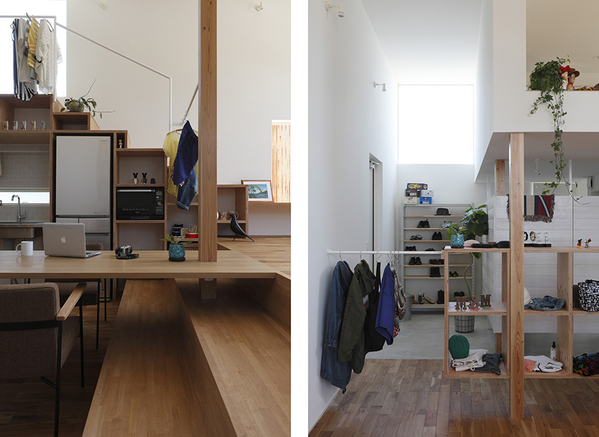 日本小隔层公寓：高低木柜打造有趣流畅线条