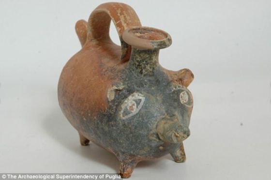 意1座古墓发现2400年前小猪造型赤土陶奶瓶