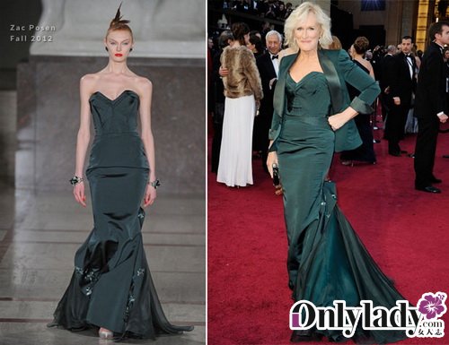 Glenn Close In Zac Posen – 2012 Oscars