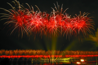 浏阳烟花装点绚丽夜景