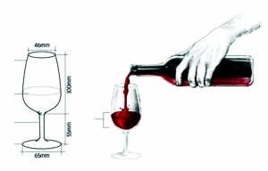 常用标准葡萄酒杯（通常有2-3mm差异）葡萄酒瓶大都是75cl（750ml）也有其它容量的