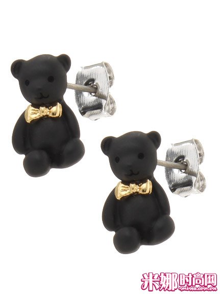 泰迪熊的3D耳钉，好可爱啊