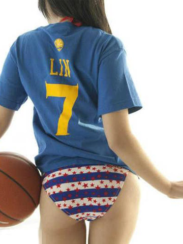 比基尼美女穿金州7号向林书豪致敬。