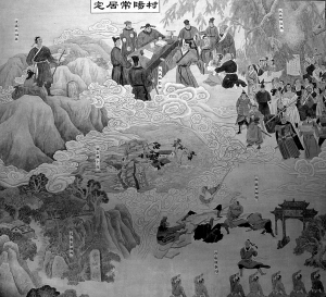 　　陈家沟太极拳祖祠壁画讲述陈氏先祖移居陈家沟（原名常阳村）的故事