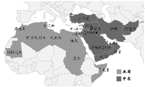 中东地区主要国家及分布