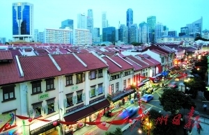 新加坡成片保护牛车水骑楼街。 （资料图片）
