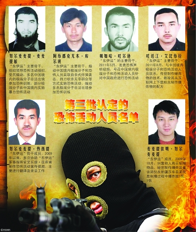 公安部公布第三批恐怖活动人员名单