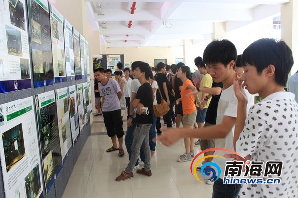 学生对作品进行评论(南海网见习记者马伟元摄)