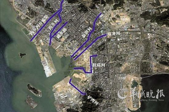 大铲湾海域，汇集着西乡河、新圳河、双界河、咸水涌、桂庙渠、铲湾渠等