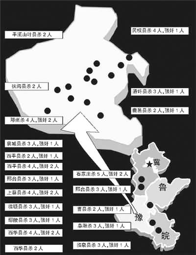 杨新海作案地点  罪行档案(据杨新海供述)