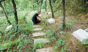 主人在给宠物上坟