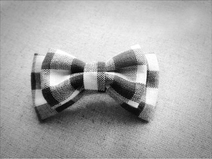 自制格子布蝴蝶结发夹