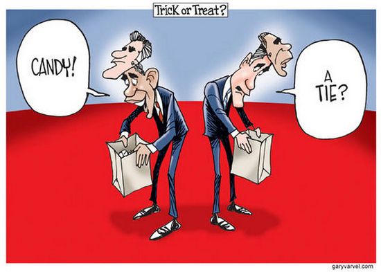 总统候选人奥巴马和罗姆尼的支持率势均力敌