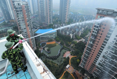 高层楼房消防演习