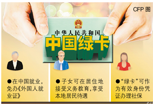 外国人持中国绿卡可享相关国民待遇