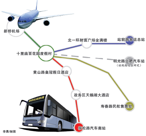 7个站点可乘新桥机场大巴(图)