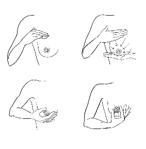　　（第二步）　　用整个手掌从底部向乳头轻轻拍打乳房