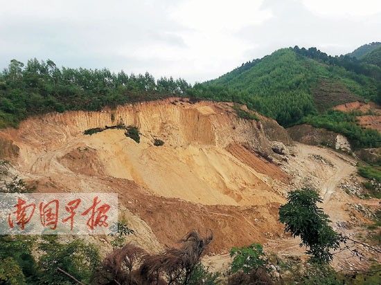 男子盗采白泥挖掉半个山坡 事发南宁兴宁区昆