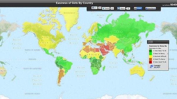 网友制世界追女地图:泰国菲律宾 最易 上手