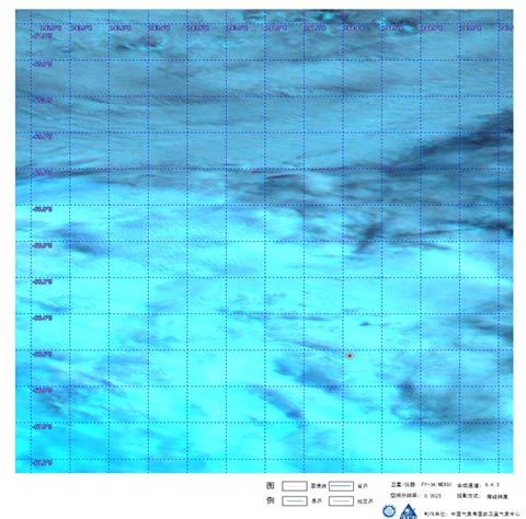 1月6日5时45分（北京时）FY-3A气象卫星监测图像（图中红色圆点为“雪龙”号所处位置）