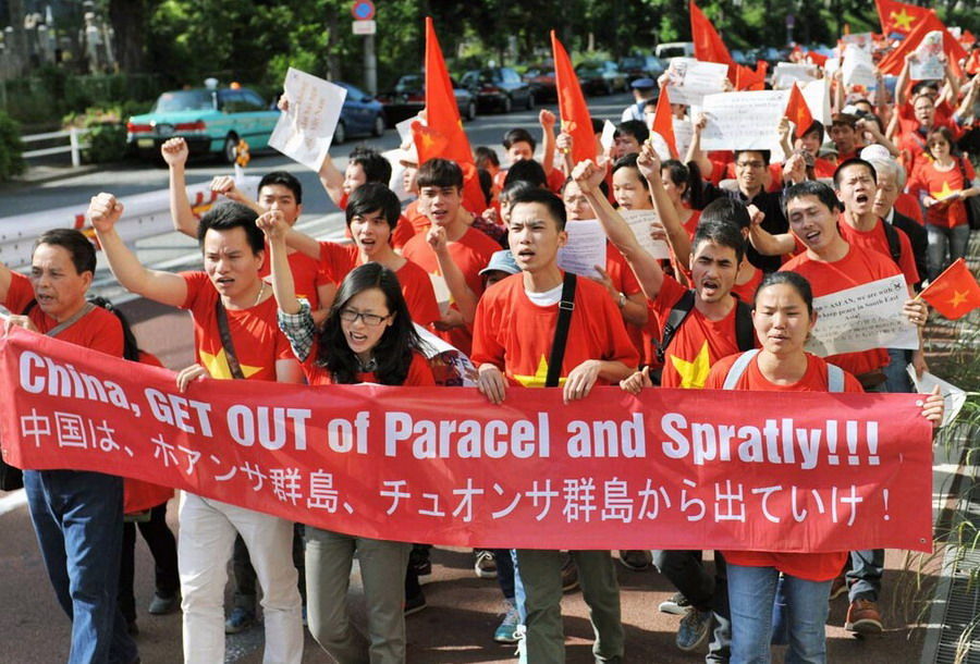 11日，在日越南人在东京举行反华示威游行（网页截图）