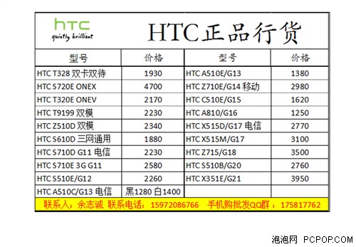 苹果 三星、HTC、摩托全系最新报价单