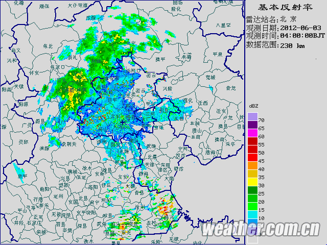 北京3日4时~6时雷达图
