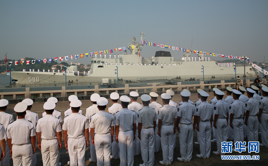 资料图片:海军某护卫艇大队588艇。(图片由海军政治工作部宣传局提供)