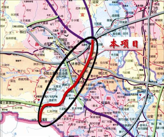 大桥南岸接线和宜张高速五峰(渔洋关)段至鄂湘界段,推荐线路全长36