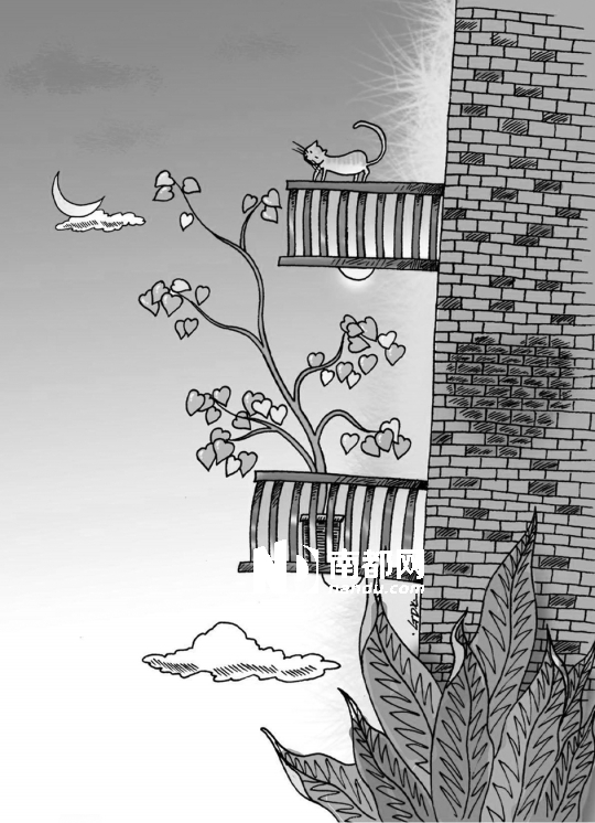 杭州城市阳台简笔画图片