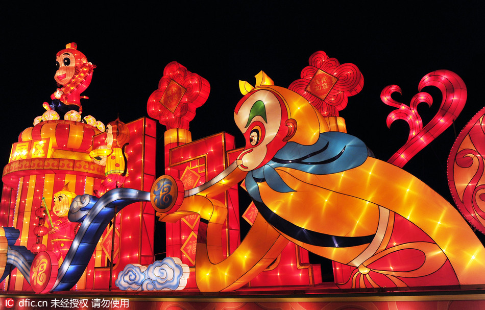 福州,元宵灯会仓山展区,福州坊巷故事灯组之孙悟空灯组.