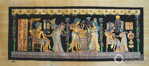 图中描绘的是古埃及新国王时期法老图坦卡蒙婚礼仪式的三个阶段