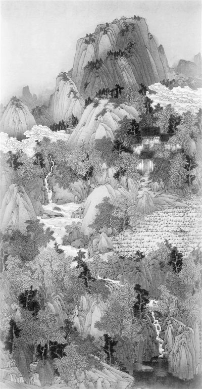 溪林岫壑图中国画