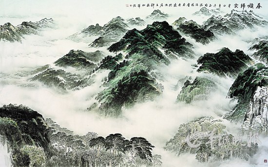 "吞吐大荒———许钦松山水画展"开幕式当天,中国美术馆被挤得里三层