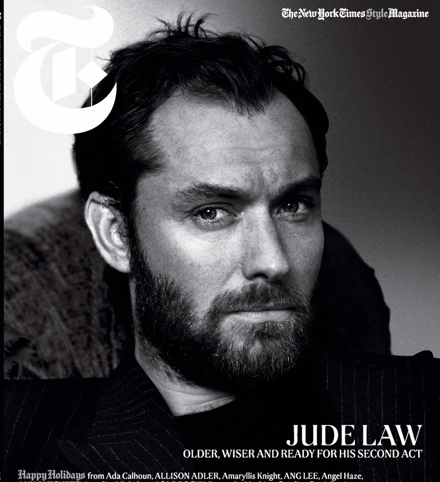 残大叔裘德洛登时尚杂志封面胡渣满面玩颓废